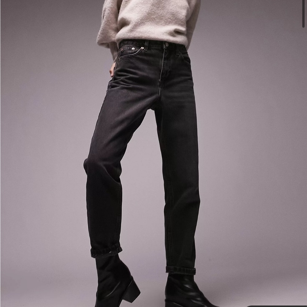Topshop Petite mom jeans in washed black